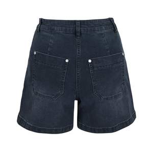 กางเกงยีนส์ขาสั้นทรงตรงเอวสูงสีเข้มแบบมีตะเข็บเย็บ ดีไซน์เก๋สำหรับผู้หญิงใส่ในช่วงฤดูร้อน - Product Image 2