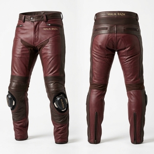 Pantalon de moto en cuir véritable pour homme et femme, extensible, pour la course sur circuit - Product Image 1