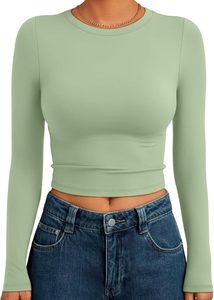 Camiseta de mujer estilo hip hop, de tela de alta densidad, corte holgado, top corto, algodón grueso, ropa urbana, manga larga. - Product Image 2