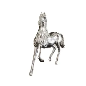 Silver Horse Sculpture Handmade Animal Figure Decor for Living Room Tabletop Display Traditional Design 1PC - Product Image 2
