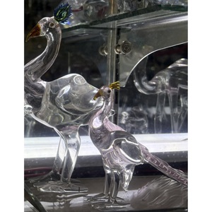 Figurines de paons en verre borosilicate soufflé à la main, couleurs personnalisées, décoration de table, vente en gros - Product Image 1