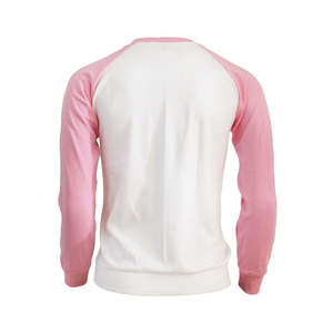 เสื้อสเวตเชิ้ตแขนยาวลำลองสำหรับผู้ชาย ผ้าฝ้าย 100% สีขาวชมพู แต่งขอบตัดกัน ทรงปกติ ถักทอ เป็นมิตรกับสิ่งแวดล้อม สีพื้น - Product Image 5