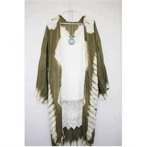 Handmade Sweet Natural Woven Eco-Friendly Tie Dye Kimono <b>Jacket</b> & Floor-Length Casual Beach Cover-Up for Women Summer Holiday - Product Image 4