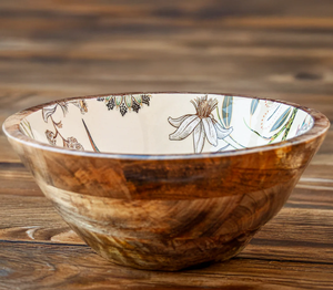 Moderna y Clásica Tazón de Madera para Ensaladas y Frutas, Decorativa, con Estampado Esmaltado, para Restaurantes y Hoteles, Procedente de la India - Product Image 3