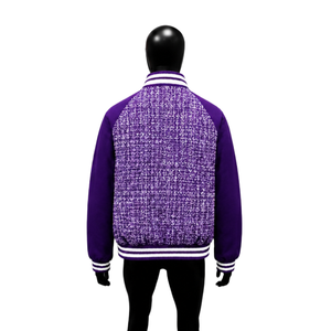 Veste universitaire violette pour homme, coupe droite, fermeture éclair, col rabattable, décontractée, pour l'automne, tendance, douce et zippée - Product Image 2
