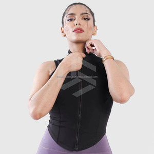 Custom Sports Wear <b>Women's</b> Tank <b>Top</b> Quick Dry Gym Fitness Crop OEM <b>Women</b> Slim Fit Sleeveless <b>Zip</b>-<b>Up</b> Casual Tank <b>Top</b> - Product Image 6