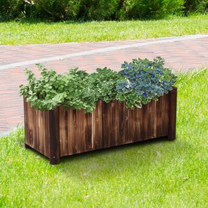 Fioriera Rialzata in Legno Leggero 122x51x46 cm con Fori di Drenaggio per Fiori e Piante, Materiale Naturale - Product Image 2