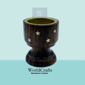 Heritage Wooden Mabkhara Hand-Made <b>Pine</b> Incense Burner Gold Clasp Perforated Design Aromatic Use All-Season 100% Natural - Product Image 2