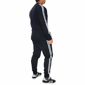 Men's Grey Striped Tracksuit Set Crew Neck Sweatshirt <b>Jogger</b> Pants Sporty Casual <b>Outfit</b> - Product Image 6