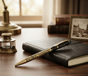 Stylo à bille promotionnel de qualité industrielle avec logo personnalisé pour stylet bleu marine avec combinaison noire Stylo en métal de 0.5mm de largeur d'écriture - Product Image 5