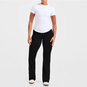 Camiseta Deportiva de Manga Corta para Mujer, de Alta Calidad, al por Mayor, de Color Sólido, con Logotipo Personalizado, Ajustada, Ligera, de Secado Rápido y Transpirable - Product Image 2