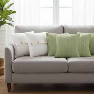 Juego de Fundas de Almohada SOGA de 6 Piezas, 45 cm, Color Naranja Quemado y Beige Cálido, Tejido de Diamantes - 3 Naranjas y 3 Beige para Sofás de Sala de Estar - Product Image 3