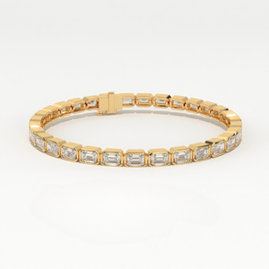 Pulsera Aarinya para Mujer, Moderna, con Diamante Cultivado en Laboratorio, Oro 9K, Corte Esmeralda, Certificado IGI, Bisel Escultural, para Uso Diario - Product Image 4