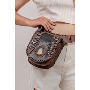 Riñonera OEM Steampunk Retro de piel auténtica para exteriores para chica, riñonera deportiva para teléfono móvil, riñonera de piel auténtica para mujer - Product Image 2