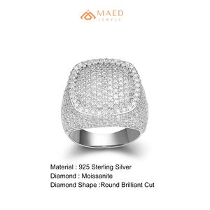 Men's Silver Tone Moissanite <b>Dome</b> Hip Hop Engagement <b>Ring</b> for Anniversary Daily Wear - Product Image 6