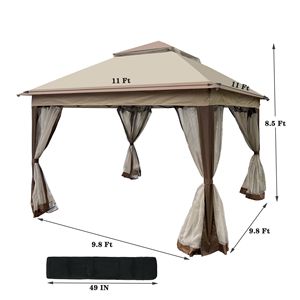Gazebo Pop-up da Esterno 3,35x3,35 m con Tenda a Rete Rimovibile con Cerniera, Tetto Morbido a 2 Livelli, Tenda per Eventi per Patio, Cortile e Giardino - Product Image 6
