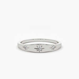 Luxury Solid Gold 14k Gold Plated Star Setting Wedding <b>Ring</b> Natural Moissanite <b>Stacking</b> <b>Ring</b> Customizable OEM Jewelry for Women - Product Image 3