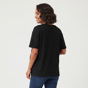 T-shirt d'allaitement pour femme 100 % coton, écologique, respirant, coupe ample, été, maternité - Product Image 5