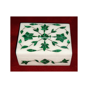 Caja de Joyería de Mármol Blanco Natural con Incrustaciones, Forma Rectangular, Diseño Floral y Taj Mahal Hecho a Mano, Caja de Regalo para Joyas - Product Image 6