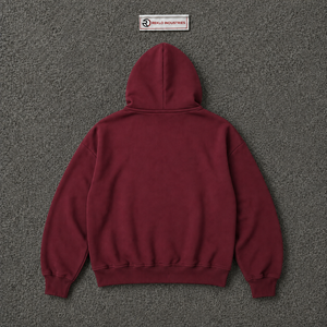 เสื้อฮู้ดโอเวอร์ไซส์สีแดงเลือดหมู แต่งซิป พร้อมโลโก้รูปสัญลักษณ์ดอลลาร์ สไตล์สตรีทแวร์ เสื้อฮู้ดกราฟิกแบบสวมใส่ได้ทั้งชายและหญิง แฟชั่นลำลอง - Product Image 6