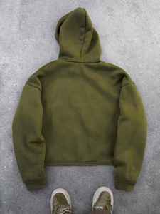 Sweat à capuche pour homme en coton, coupe oversize, style streetwear, avec patchs brodés effet vieilli et logo personnalisé texturé - Product Image 3