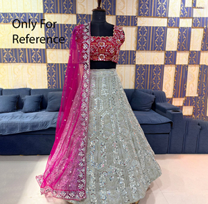 Lehenga de Moda India Occidental en Oferta con Conjunto de Dupatta, Tela Georgette con Bordado, Ropa de Boda, Lehenga Tradicional - Product Image 1