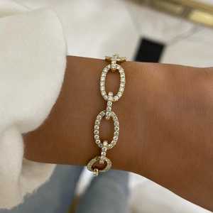 Custom Miami Cuban Lab Diamond Chain Tennis <b>Bracelets</b> 14K 18K <b>Solid</b> Gold Pave Set 7 inches Length Luxury Jewelry Factory Price - Product Image 4