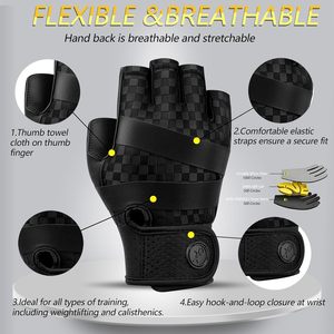 High Quality <b>Black</b> <b>Mesh</b> Half Finger Fitness <b>Gloves</b> Breathable Non Slip Lifting Training Gym Cycling Weight Lifting Bodybuilding - Product Image 6