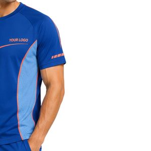 T-shirt de sport pour homme, bleu royal et bleu ciel, à séchage rapide, pour la course à pied, la gym et l'entraînement, personnalisable - Product Image 4