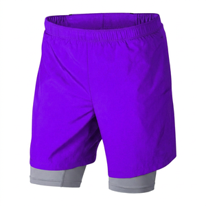 Pantalones Cortos Deportivos Grises Sólidos para Hombre, Cintura Media, Elásticos, de Secado Rápido, de Spandex y Poliéster, Tejido de Punto, Cortos - Product Image 5