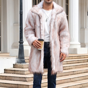 FallWinter New Arrival <b>Men's</b> Collared Faux Fur <b>Long</b> Coat - Product Image 3