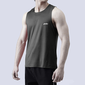 Black Wide Shoulder Crew Neck Slim Fit Tank Top Gym Fitness <b>Running</b> Vest Athletic <b>Singlet</b> Sports Jersey Wholesale - Product Image 4