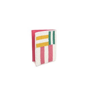 Funda para Pasaporte Hecha a Mano con Cuentas, 100% Algodón, Rayas Coloridas, Elegante, Plegable, Accesorio de Viaje Multifuncional para Mujer - Product Image 4