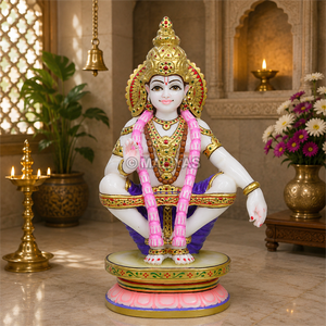 Marble Ayyappa Statue - 12 Inch | Handcrafted White Marble Lord Ayyappa Swamy Murti | Premium Hindu God Idol | MALIYAS Jaipur - Product Image 4