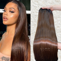 Prix d'usine attractif Couleur brune Premium Bone Straight Cheveux crus vietnamiens Tisse et Perruques Extensions de cheveux naturels