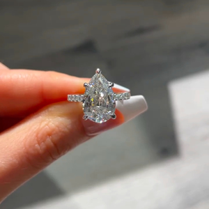 3 Carat Lab-Grown Pear Cut <b>Diamond</b> <b>Ring</b> 14K white Gold Classic Engagement Wedding Jewelry original - Product Image 1