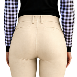 Pantalones de equitación neutros para mujer, de cintura alta, elásticos, con agarre en la rodilla, para entrenamiento, competición y deporte. - Product Image 6
