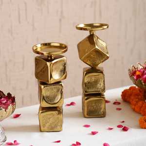 Support de bougie cube Golden Moments pour la décoration de mariage et de la maison, support en métal durable - Product Image 2