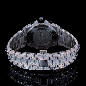 Premium Quality VVS Moissanite Diamond <b>Studded</b> Bling Icedown Quartz Movement Limited Edition Stainless Steel Hip Hop Style Watch - Product Image 2