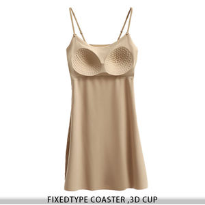 Vestido Camisero Casual de Punto para Mujer con Copas Finas Fijas, Espalda Hermosa, Nylon y Spandex, Diseño Sólido, con Sujetador Incorporado - Product Image 6