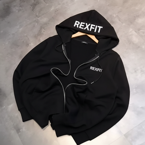 Rexfit Sports Custom Embroidery Printed Zip Hoodie <b>Thick</b> <b>Fleece</b> Acid Wash Streetwear Factory Supply Full Zipper Hoodies OEM - Product Image 1