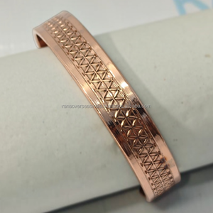 Brazalete Abierto Ajustable Hecho a Mano de Cobre Puro de Inspiración Vintage para Alivio del Dolor de Artritis Reumática - Product Image 4