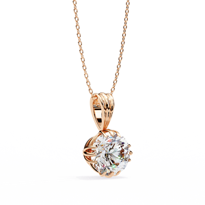 Collier Pendentif en Argent 925 Or Rose avec Moissanite Taille Émeraude, Chaîne à Maillons Géométriques, Ras-de-cou Minimaliste, pour Mariage et Usage Quotidien, Unisexe - Product Image 1