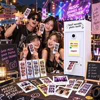 Photo Booth Mini Portabel dengan Printer Terintegrasi, Kompatibel dengan SLR/Smartphone, Cetak Instan, Kios Layanan Mandiri untuk Acara Retail, Berbahan Metal
