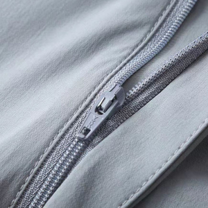 Men's Gray Solid Polyester Bermuda Shorts Mid Waist Elastic Quick Dry Casual With Zippers - Product Image 5