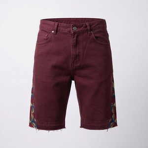 Manufacturer Custom Straight Leg Patchwork Distressed <b>Patch</b> Embroidery Logo Jorts <b>Men's</b> Denim Jeans Casual Streetwear Bottom - Product Image 1