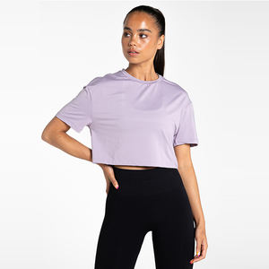 เสื้อครอปท็อปผ้าฝ้ายอัดแน่น แห้งเร็ว ทรงเข้ารูป น้ำหนักเบา สำหรับออกกำลังกายและวิ่งสำหรับผู้หญิง รุ่นใหม่ล่าสุดประจำฤดูร้อน - Product Image 1