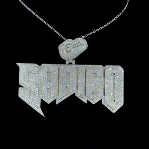Pendentif Hip Hop de Luxe Personnalisé pour Homme, Bijoux Breloques Givrées, Moissanite VVS, Plaqué Or 18K, Argent Sterling 925, Lettre Initiale - Product Image 6