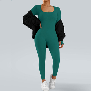 private label stretch performance <b>jumpsuit</b> women bulk order breathable <b>workout</b> <b>jumpsuit</b> women supplier custom branding - Product Image 6