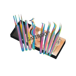 Pinces à cils noires, lot de 2, micro-pinces en acier inoxydable, fournitures pour extensions de cils, haute qualité - Product Image 3